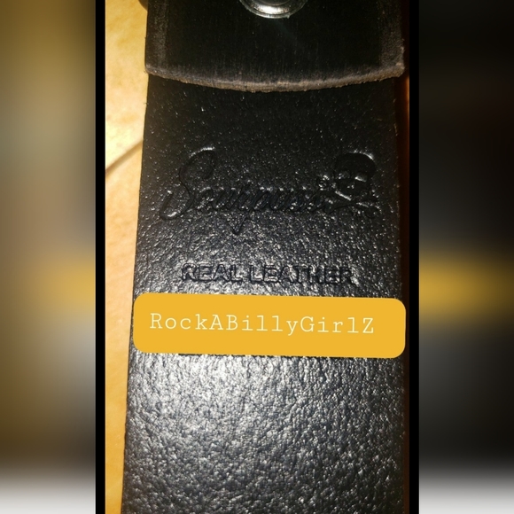 Sourpuss DEATH BEFORE DISHONOR Embossed Thick 100% Leather Belt Removable Buckle - Picture 8 of 14